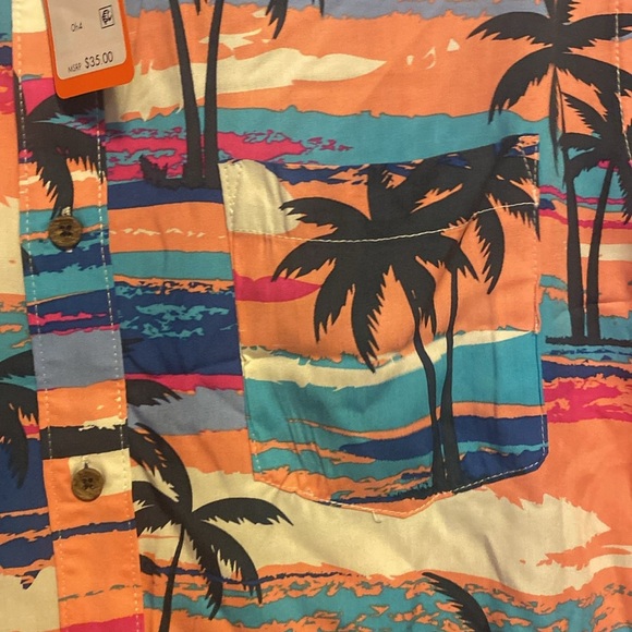 NWT margaritaville short sleeve button down pink blue size medium - Picture 2 of 3